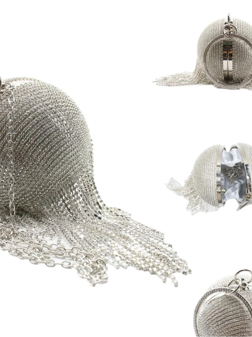 NWT Sparkling Bling Swarovski Crystal Rhinestone Round Ball Purse Tassels - Picture 5 of 14
